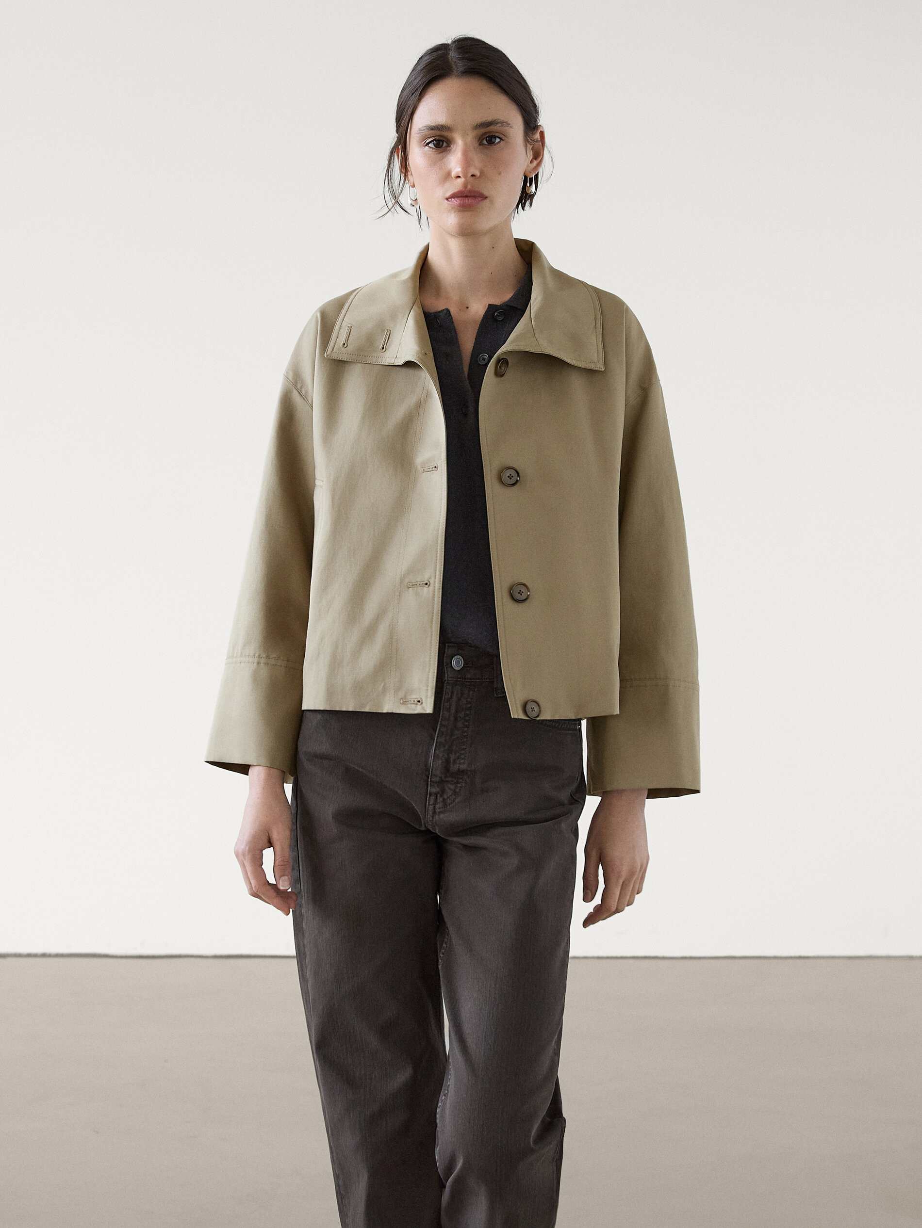 High neck cropped parka | Massimo Dutti US