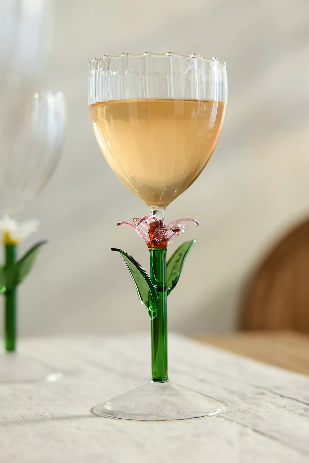 Floral Stem Wine Glass | Anthropologie (US)
