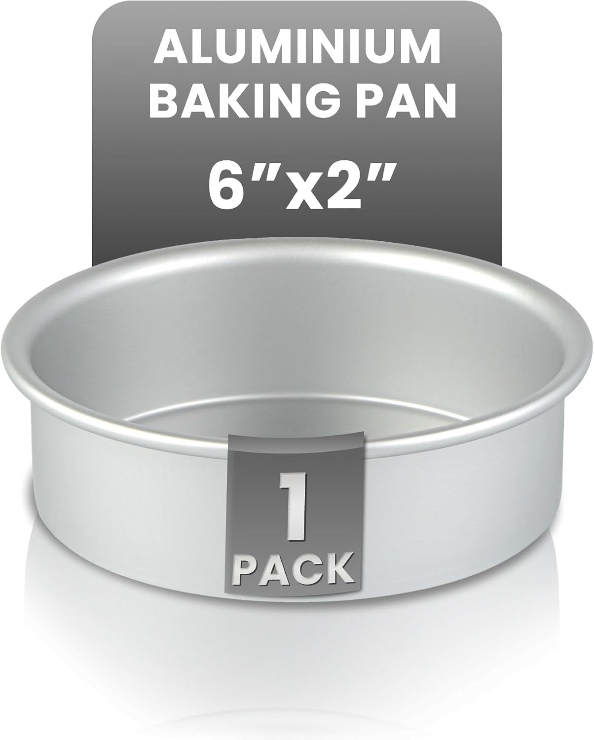 Restaurantware Aluminum Straight-Sided Cake Pan - Pack of 1 - Met Lux 6 x 2 Inches Round Baking Tin, Greaseproof, Even-Heating, Freezable - Anodized Aluminum Round Cake Pan Ideal For Baking | Amazon (US)