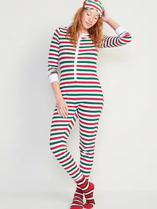 Matching Printed Thermal-Knit One-Piece Pajamas for Women | Old Navy (US)