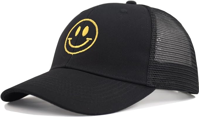 Smile Face Snapback Trucker Hat Men Women Adjustable Meshback Baseball Cap | Amazon (US)