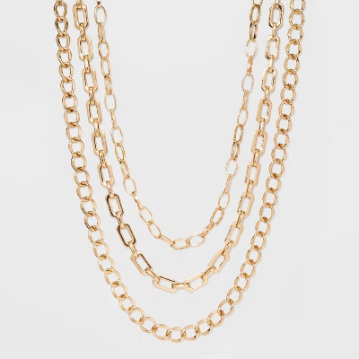 Three Piece Metal Chain Link Necklace - A New Day™ Gold | Target