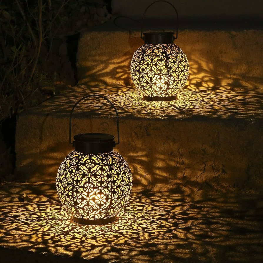 2 Pack Solar Lanterns, Tomshine Outdoor Hanging Solar Lanterns Warm White Garden Lanterns Waterpr... | Amazon (US)
