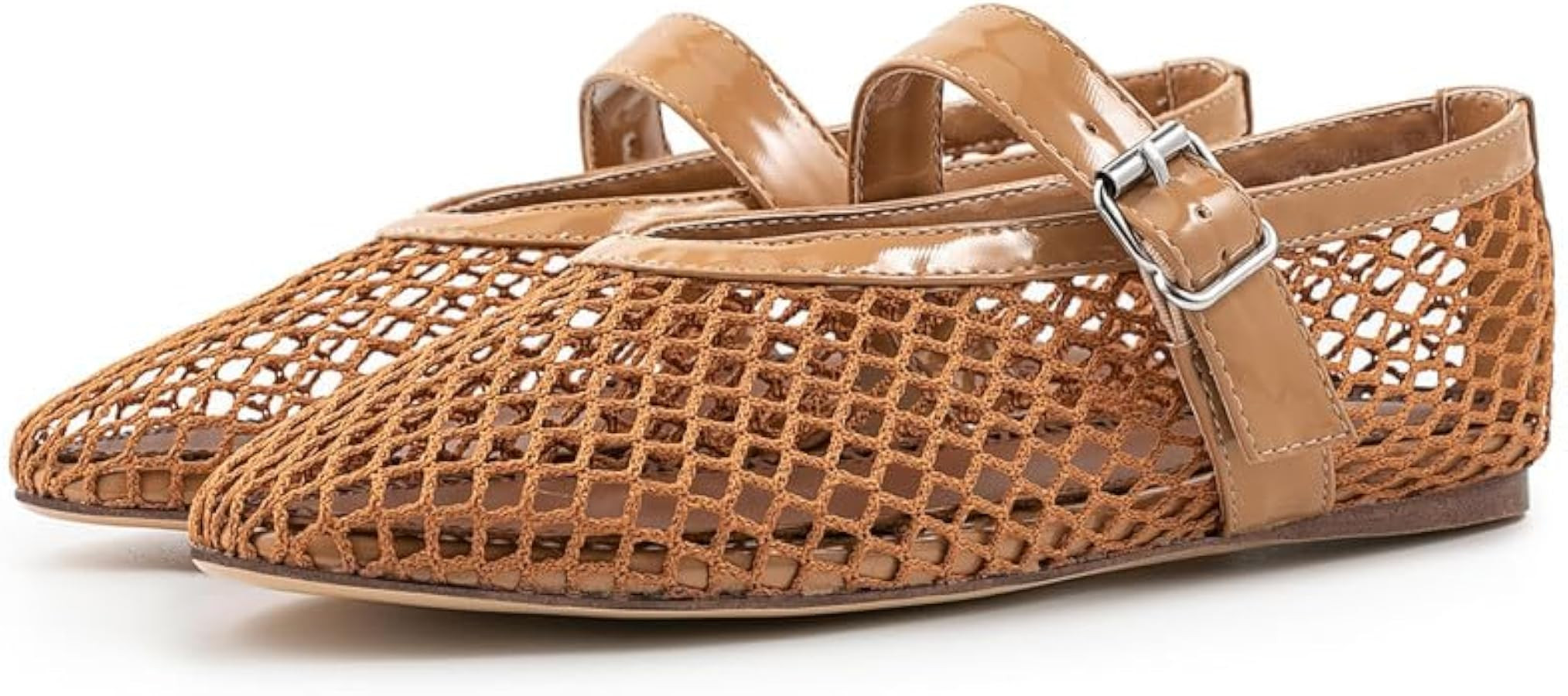 AMINUGAL Mesh Ballet Flats for Women Round Toe Fishnet Flats for Women Buckle Strap Mesh Mary Jan... | Amazon (CA)