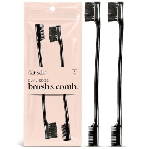 Kitsch Double Sided Edge Brush for Women – 2 Pcs, Black | Amazon (US)