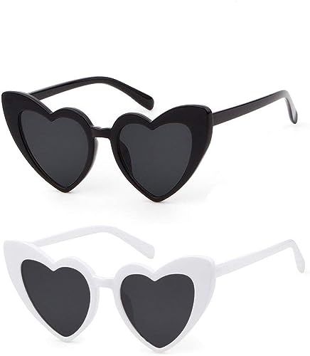 Love Heart Shaped Sunglasses for Women - Vintage Cat Eye Mod Style Retro Glasses | Amazon (US)