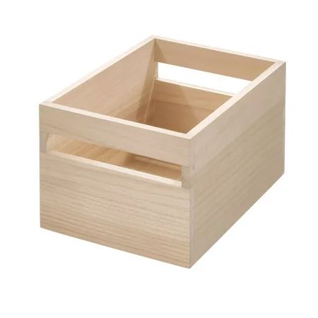 iDesign EcoWood Natural Paulownia Wood Storage Bin with Handles, 10"" x 7.5"" x 6 | Walmart (US)