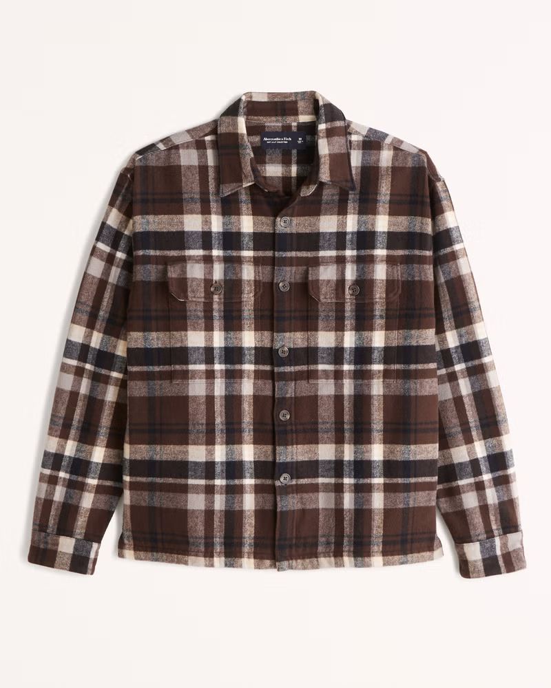 Men's Heavyweight Flannel Shirt Jacket | Men's Tops | Abercrombie.com | Abercrombie & Fitch (US)