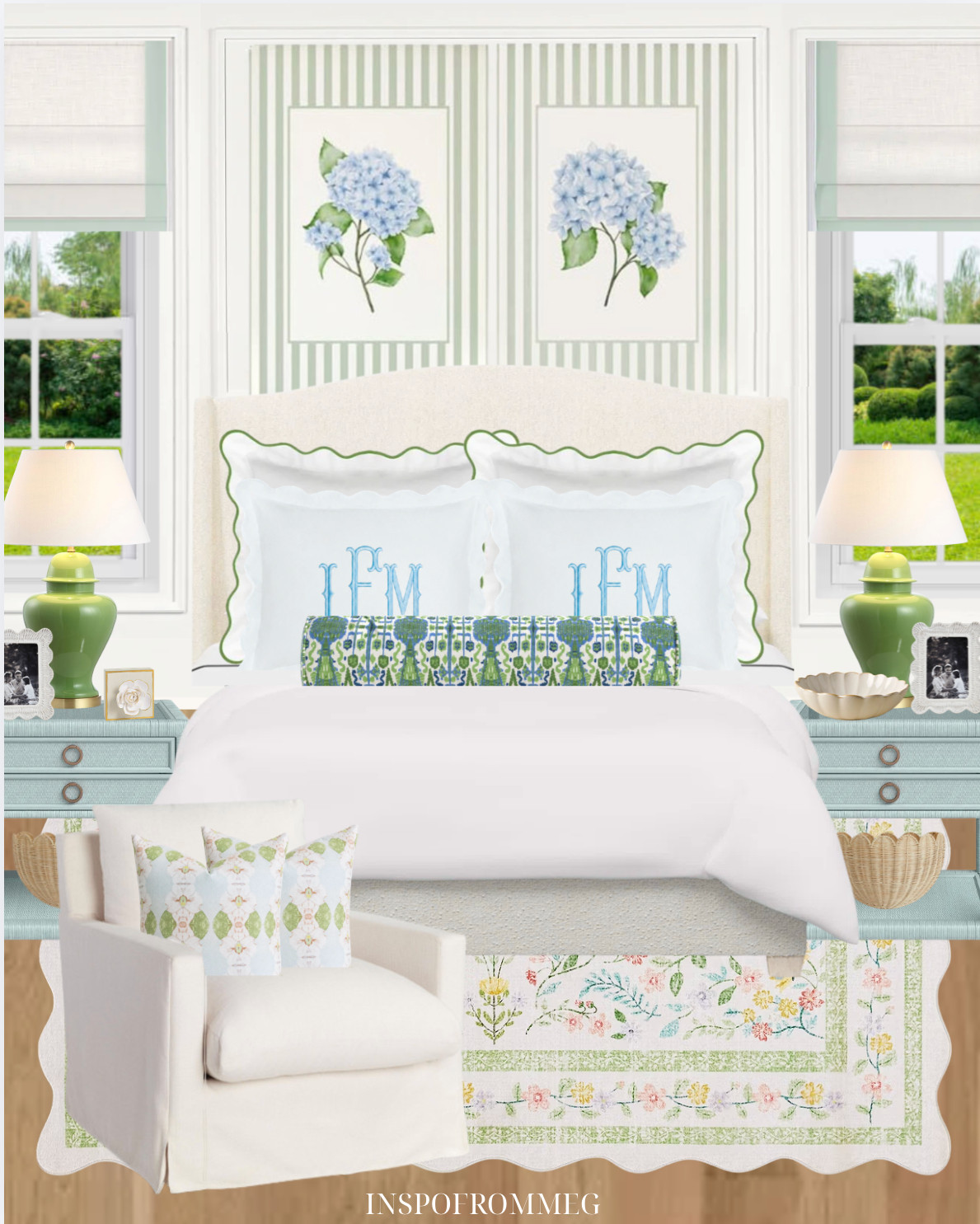 bedroom decor, dorm decor, bed styling, throw pillows, monogram bedding, scalloped pillows, patterned pillows, green bolster pillow, white bedding, layered bedding, neutral bedroom, feminine bedroom, preppy decor, coastal grandma, clean girl aesthetic, southern style, chic bedroom, cozy bedroom, aesthetic bedroom, home decor, home styling, bedroom inspo, dorm inspo, college apartment decor, sorority room, university of alabama, bama dorm, bedside styling, nightstand decor, lamp styling, green lamps, striped wall decor, wallpaper bedroom, hydrangea art, floral artwork, gallery wall, pastel bedroom, blue and green bedroom, light and airy room, target home, amazon finds, ballard designs, wayfair home, affordable decor, LTK home 

 #LTKOver40 #LTKHome #LTKSaleAlert