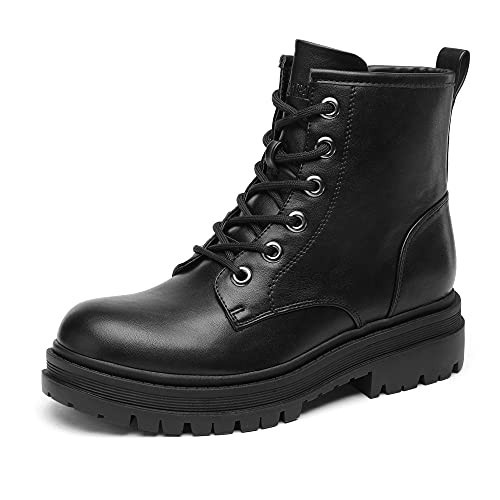 DREAM PAIRS Combat Boots Ankle Booties Lace-up Platform Side Zipper Lug Sole Boots,Size 11,Black,STRONG-5 | Amazon (US)