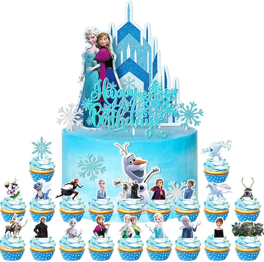 28pcs Frozen Cake Topper Cupcake Toppers Set, Cake Decorations, Ice Theme Birthday Party Topper f... | Amazon (US)