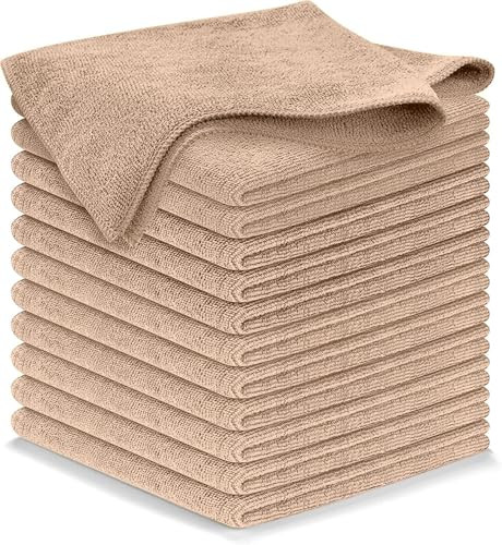USANOOKS Microfiber Cleaning Cloth - Beige - 12Pcs (12.5x12.5 inch) High Performance - 1200 Washe... | Amazon (US)