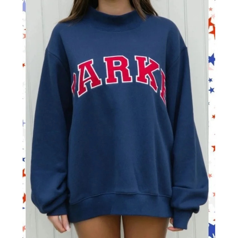 Unisex Classic High Collar Cotton Athletic Sweatshirt, Oversized Loose Fit Embroidered PARKE Long... | Walmart (US)