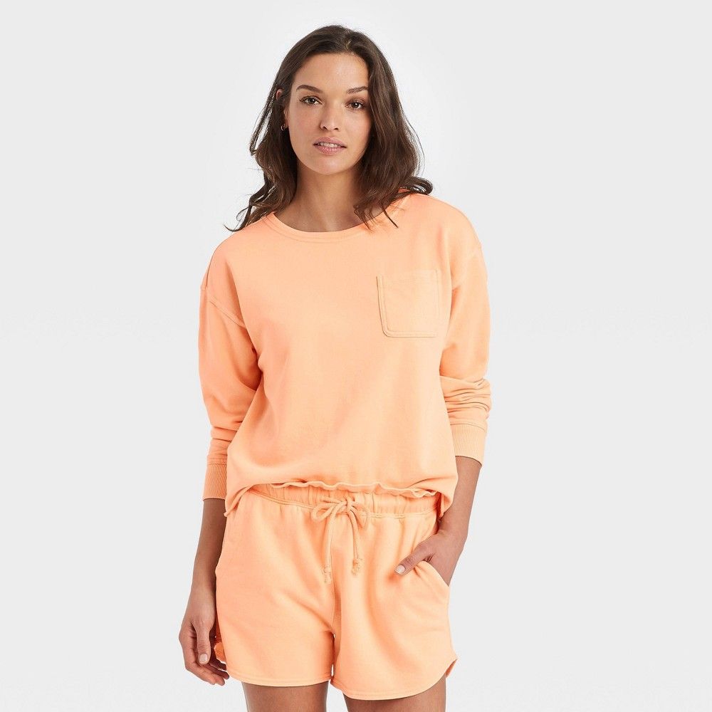 Women's French Terry Sweatshirt - Universal Thread Orange L | Target