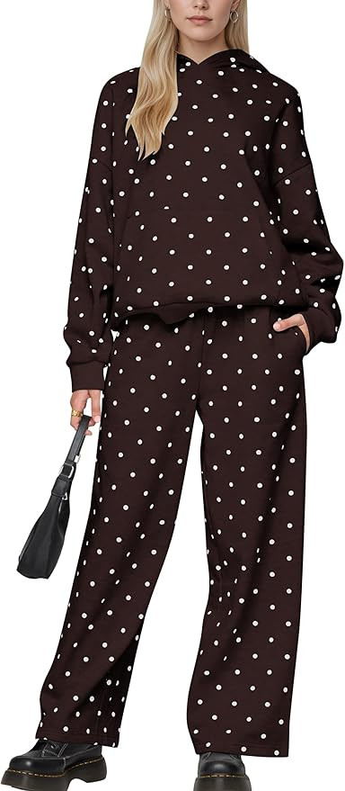 Lauweion Polka Dot Set-Womens Oversized Hoodie and Wide Leg Sweatpants | Amazon (US)