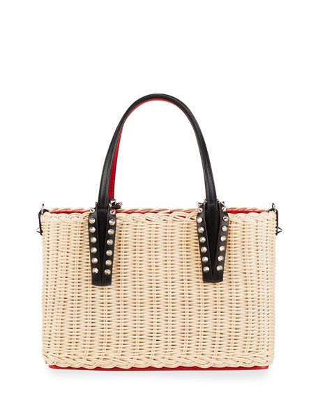 Christian Louboutin Cabata Mini Woven Rattan Tote Bag | Neiman Marcus