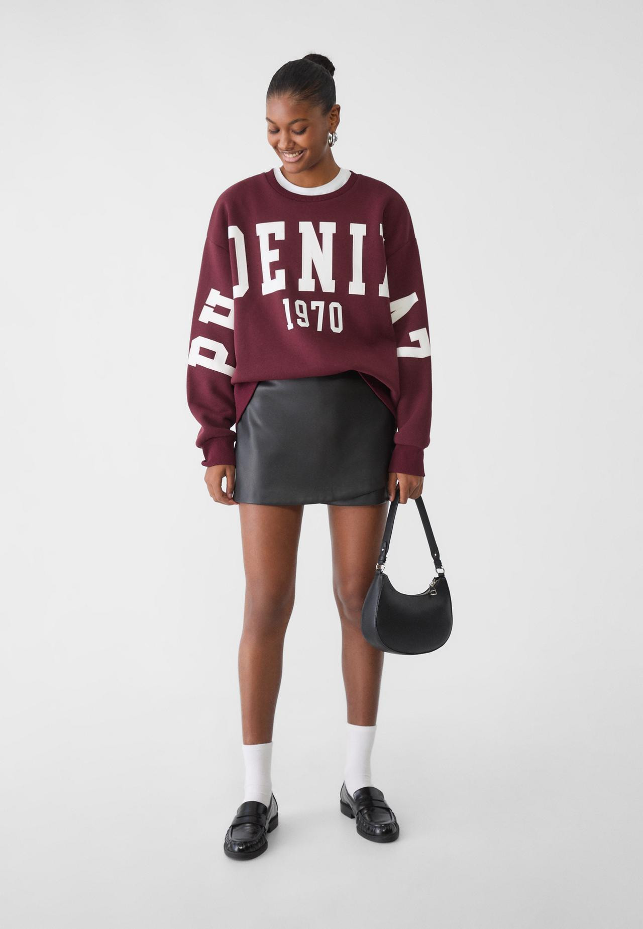 Leather effect crossover skort - Women's Skirts | Stradivarius United Kingdom | Stradivarius (UK)