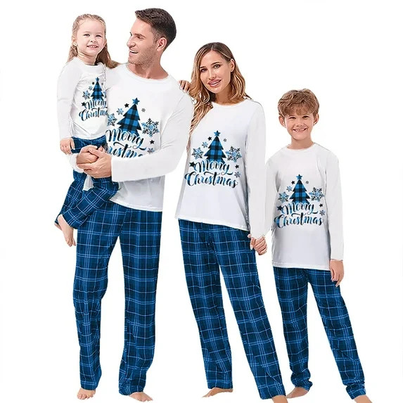 AceBaby Family Matching Christmas Pajamas Set, Christmas TreeLetter Print Holiday PJs Sleepwear L... | Walmart (US)