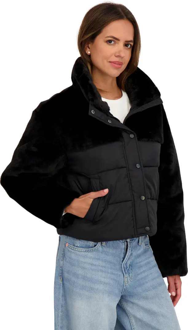 Sebby Faux Fur Mixed Media Puffer Jacket | Nordstromrack | Nordstrom Rack