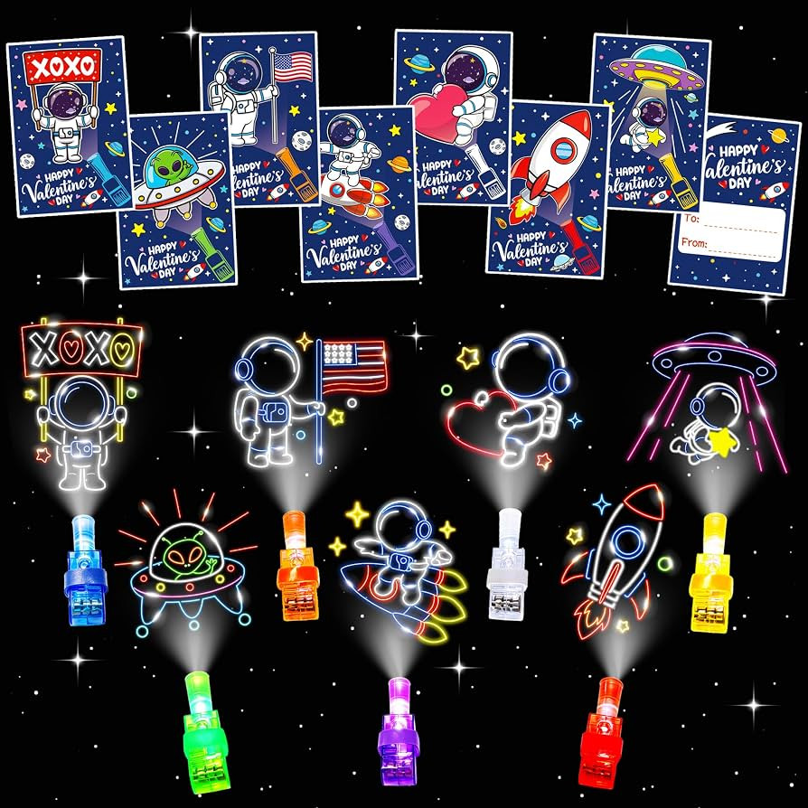 28 Pack Valentines Day Gifts for Kids LED Finger Lights Toys with Valentines Day Cards for Kids C... | Amazon (US)