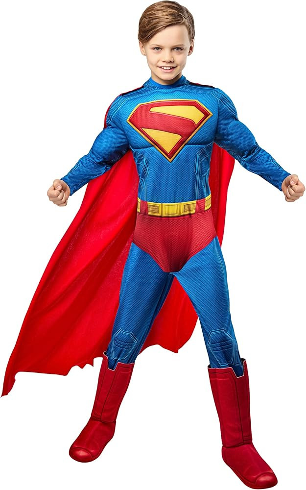 Rubies Superman Deluxe Kids Boys Costume Jumpsuit with Shoe Covers and Cape | Amazon (US)