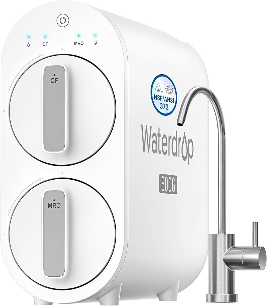 Waterdrop G2P600 Reverse Osmosis System, 600 GPD Tankless RO Water Filter System, Under Sink RO S... | Amazon (US)