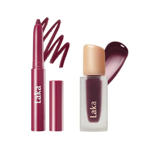 Laka Stain Lip Liner #06 Mauve Whisper + Fruity Glam Tint #123 Unsweet Berry, Rich Creamy Long Lasting Color & Glowing Lip Stain | Amazon (US)