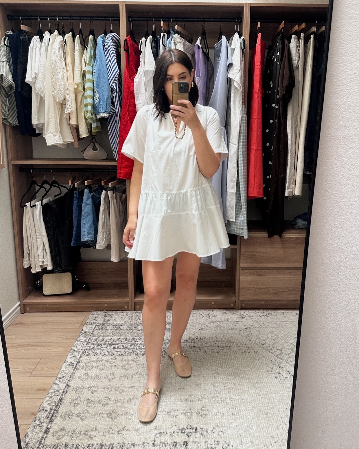 This dress is on sale @jcrew, too! I’m in the medium here, perfect fit! A touch short but overall it’s ok, easy to wear. I do plan on using it as a swim cover up as well to the pool this summer, but it works well as a nice casual dress. Slightly sheer in the sunlight. 

 