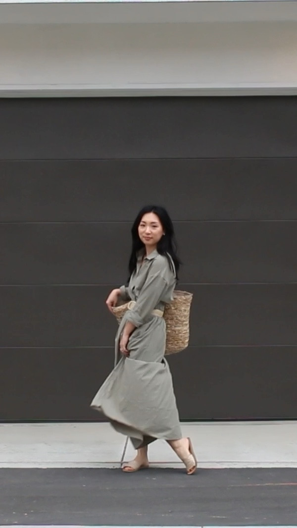 Green shirt dress, raffia belt, raffia slide sandals, straw tote bag 

#LTKstyletip #LTKshoecrush #LTKsalealert