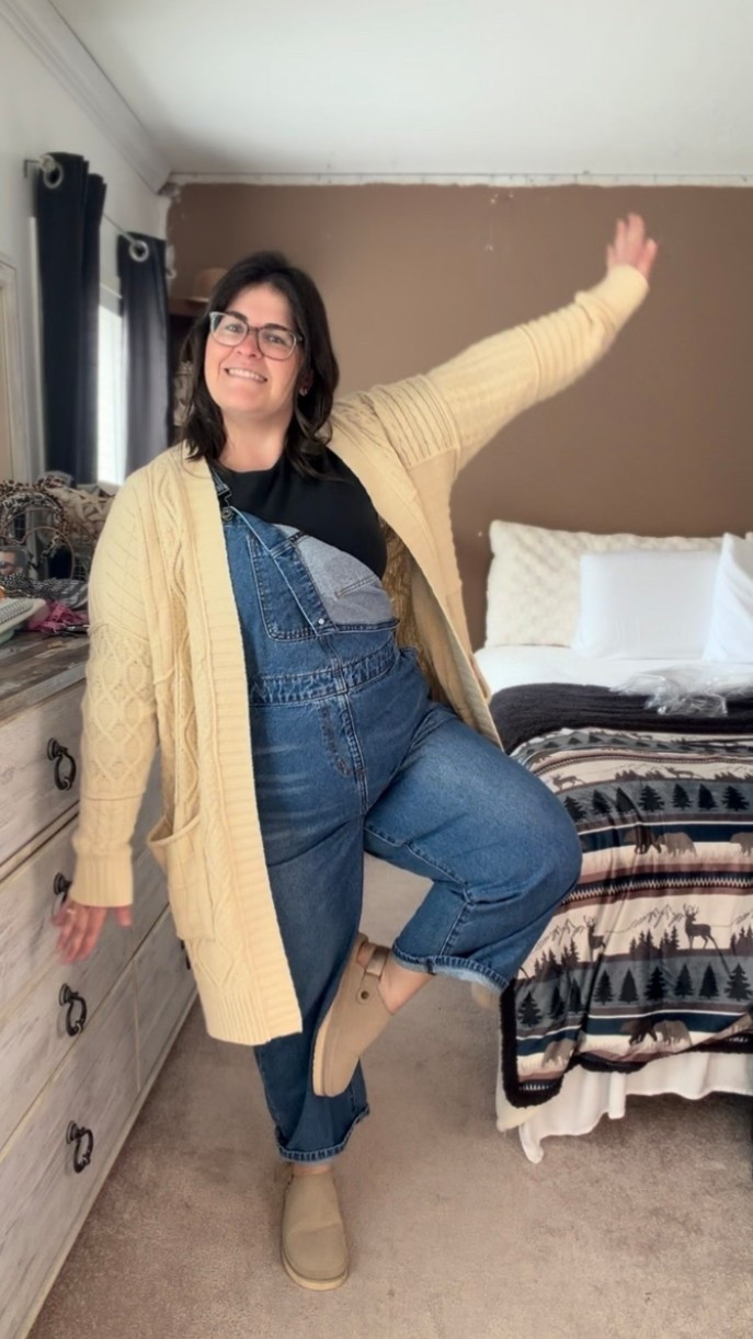 Pinterest Approved! Size 14 in the overalls and an XL in the bodysuit. The duster is old 😭

#LTKootd #LTKMidsize #LTKgrwm