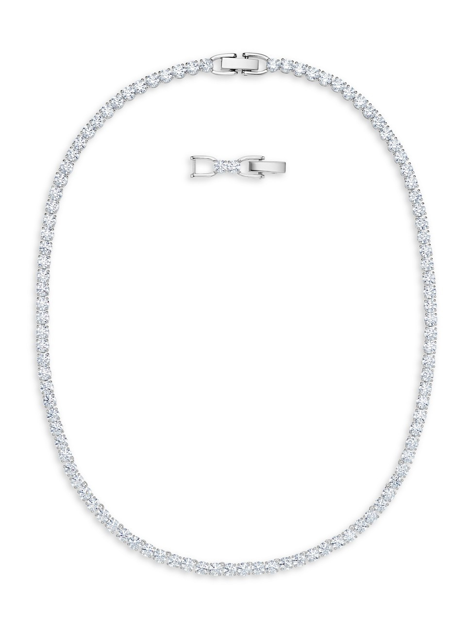 Tennis Swarovski Crystal White Rhodium-Plated Deluxe Necklace | Saks Fifth Avenue