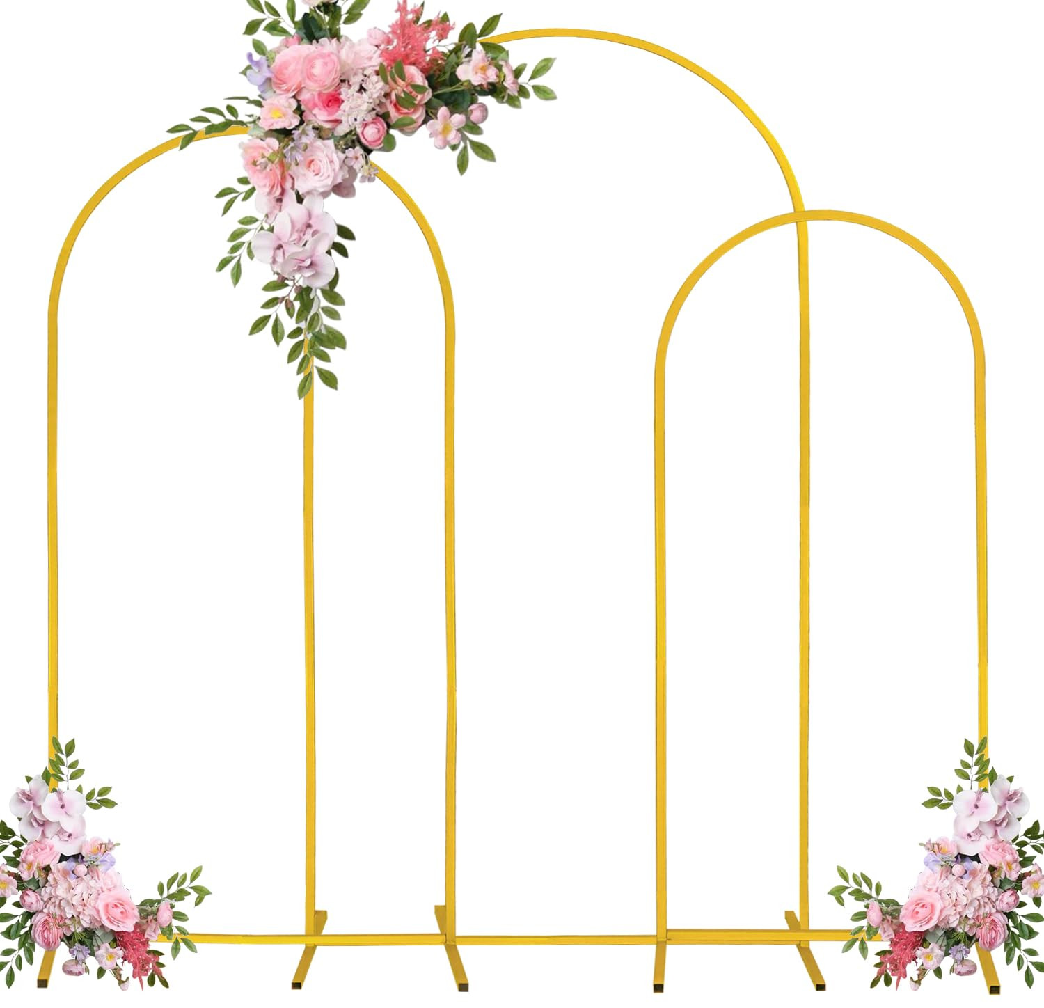 Set of 3 Arch Backdrop Stand 7.2FT, 6.6FT, 6FT Gold Wedding Balloon Stand Stable Metal Door Frame for Ceremony Birthday Party Bridal Baby Shower Banquet Decoratio | Amazon (US)
