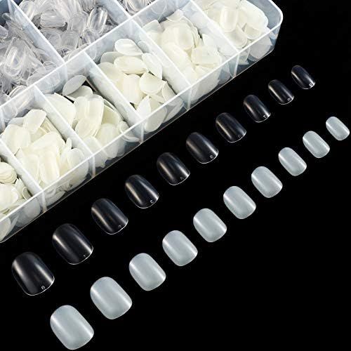 1000 Pieces Children False Nail Tips Acrylic Nail Short Full Cover Fake Nails 10 Sizes with Clear... | Amazon (US)