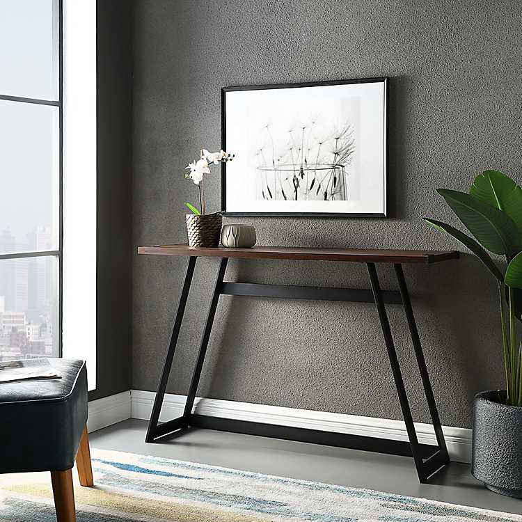 Urban Metal Wrap Dark Walnut Console Table | Kirkland's Home