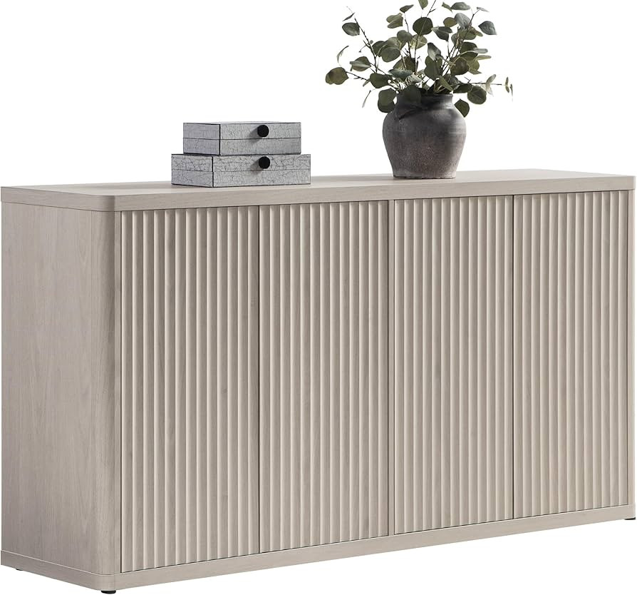 SICOTAS Buffet Cabinet with Storage Accent Sideboard with 4 Doors Fluted Credenza Modern Buffet T... | Amazon (US)