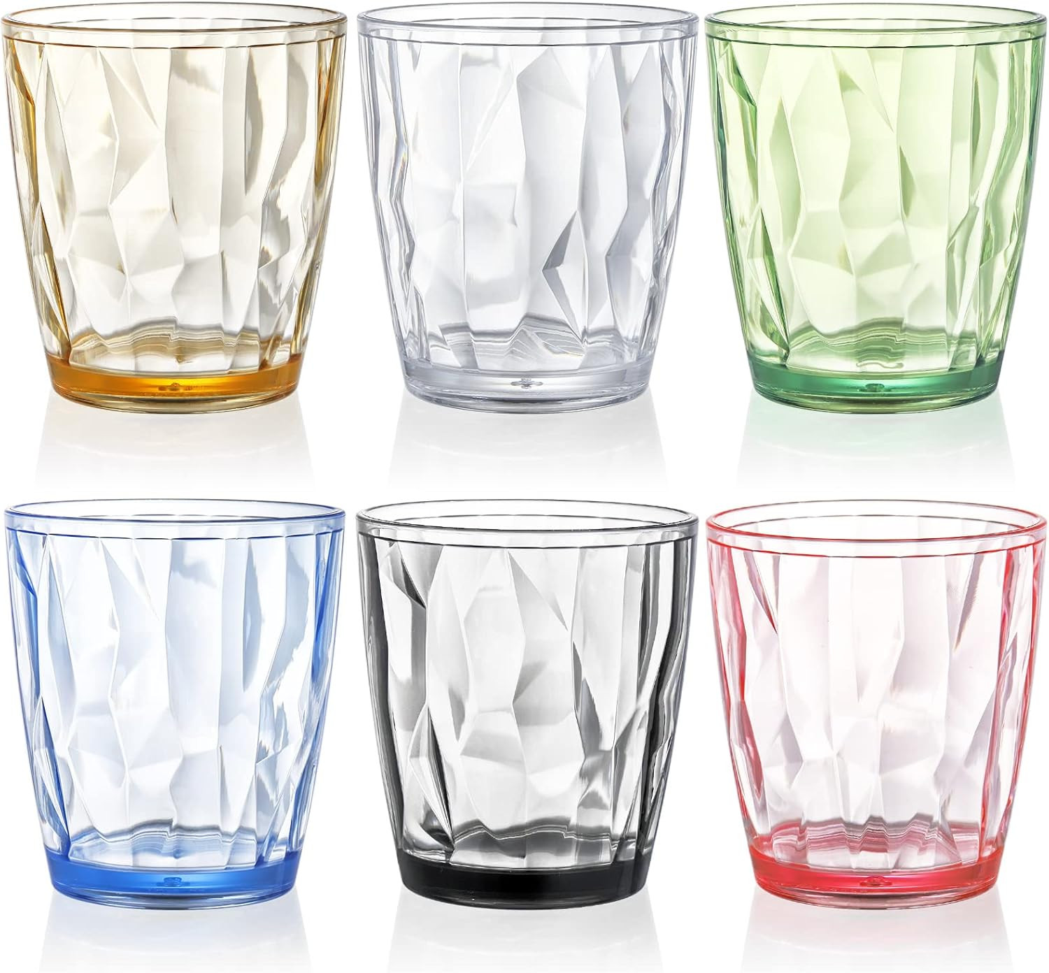 Hedume Set of 6 Unbreakable Premium Drinking Glasses, 6 Colors 10.5 Oz Stackable Tritan Tumbler C... | Amazon (US)