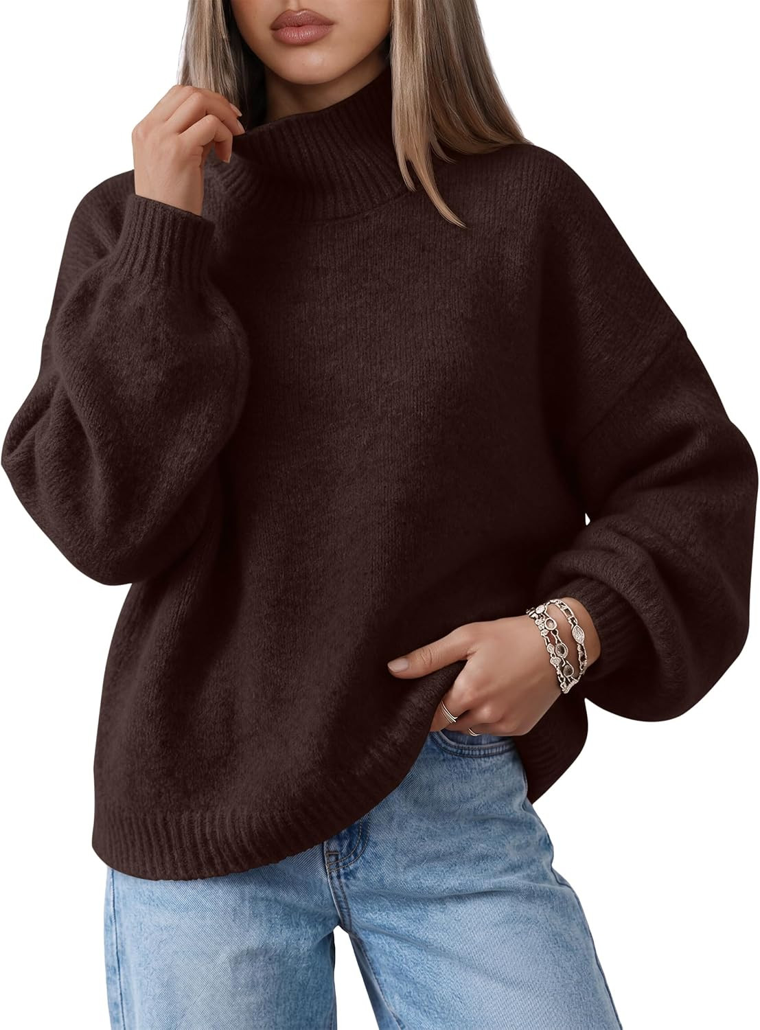 Trendy Queen Womens Oversized Mock Neck Knit Fall Sweater 2026 | Amazon (US)