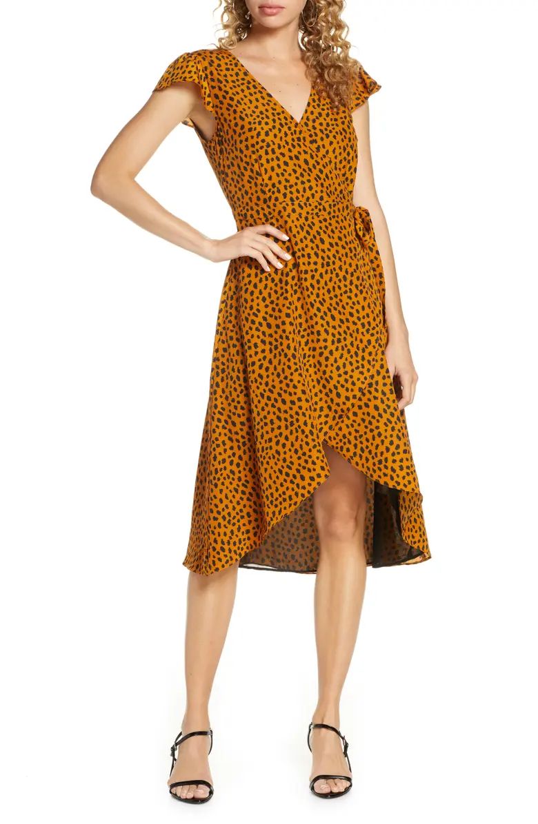 Leopard Print Wrap Midi Dress | Nordstrom