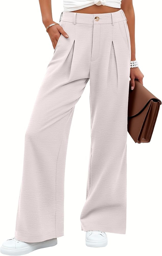 ANRABESS Women Wide Leg Dress Pants Lightweight High Waisted Business Casual Trousers Dressy Offi... | Amazon (US)