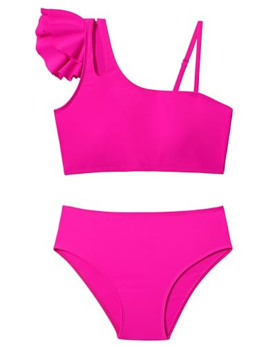 Doumlop Girls Bathing Suit,Girls Swimsuit Two Piece Bikini Size 15-16 Adjustable Straps Teen Girls Swimwear Pink Bathing Suit for Girls | Amazon (US)