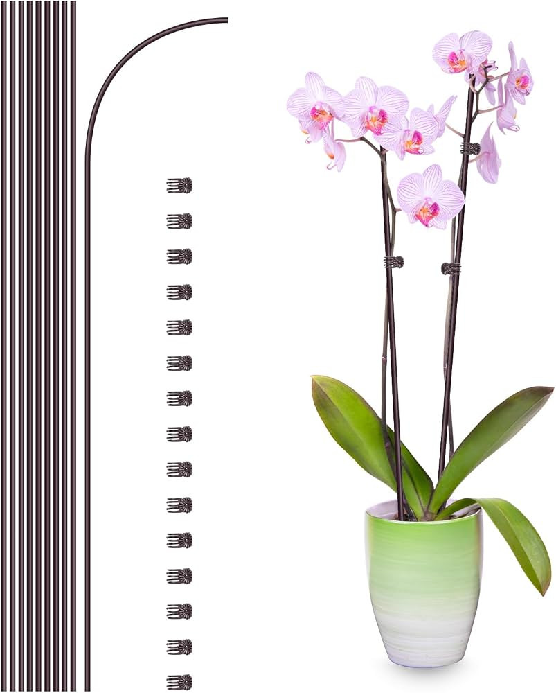 10Pcs Plant Support Stakes with 15 Pcs Plant Clips, Plant Sticks for Indoor and Outdoor Plants, O... | Amazon (US)