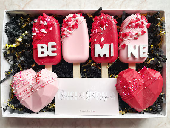 Pink & Red Valentine's Day Cakesicle Set. Customizable | Etsy | Etsy (US)