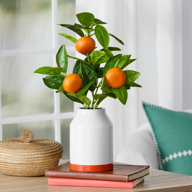 Mainstays by Becky G. & Alejandra 14.5" Artificial Orange Tree in White Ceramic Vase | Walmart (US)