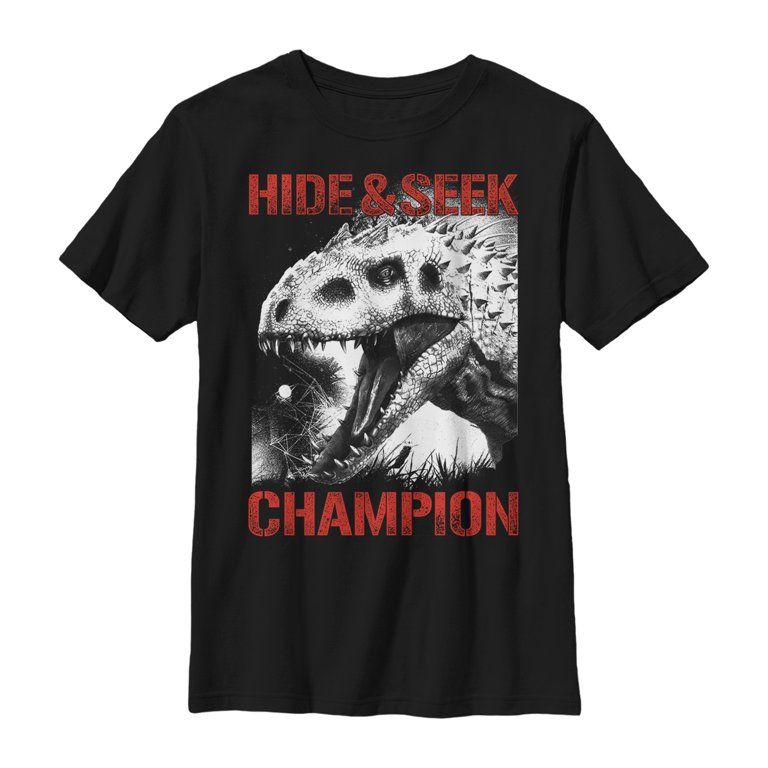 Boy's Jurassic World Hide and Seek Champion  Graphic Tee Black Medium - Walmart.com | Walmart (US)