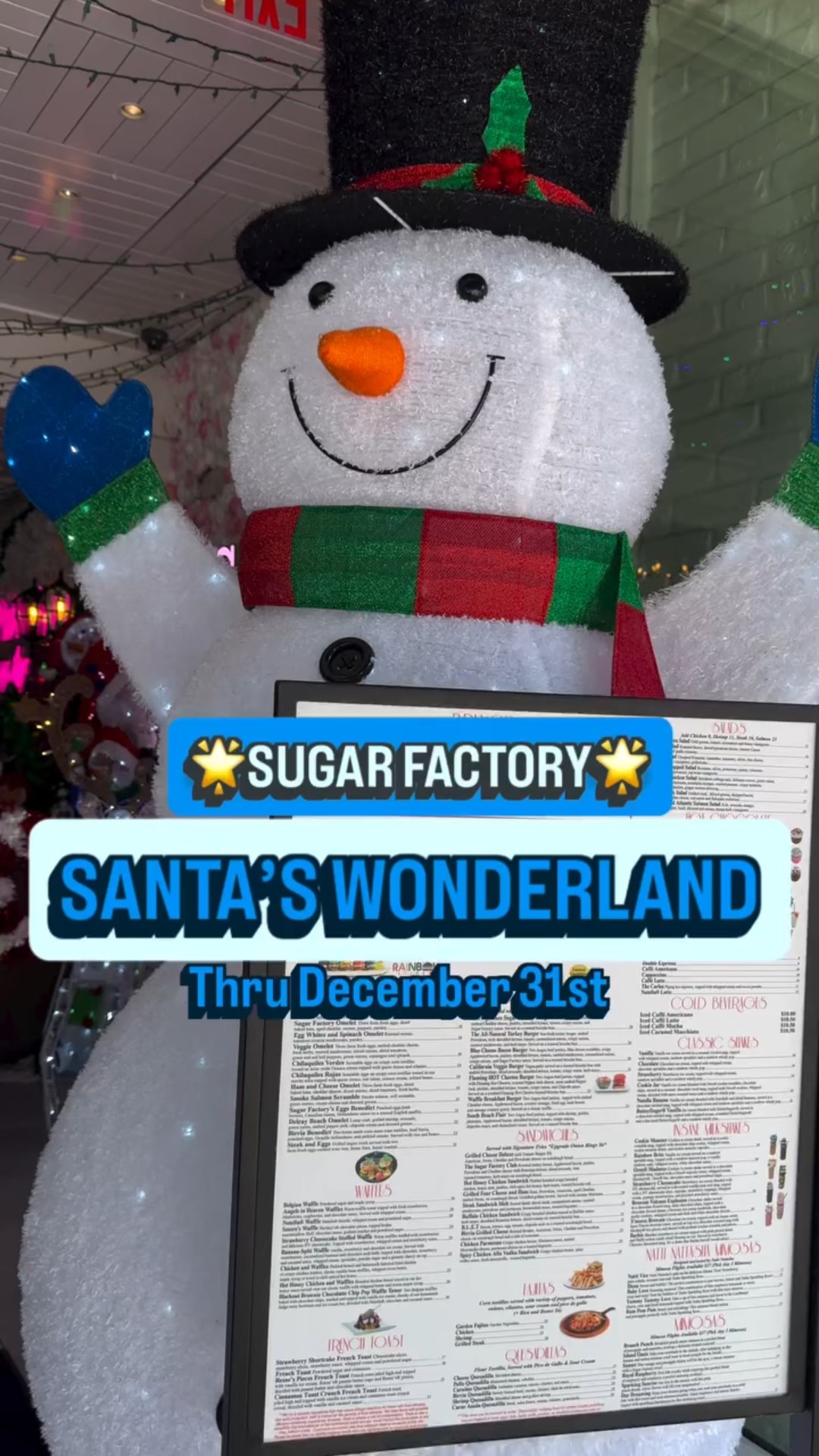 🎅🍭 Looking for a family-friendly holiday pop-up experience?
‌
This year, the Sugar Factory is bringing festive cheer with their Santa’s Wonderland Menu—and it’s as over-the-top as you’d imagine! ✨
‌
🎄 Indulge in holiday-themed treats like the 𝘌𝘭𝘧 𝘍𝘳𝘦𝘯𝘤𝘩 𝘊𝘩𝘶𝘳𝘳𝘰 𝘛𝘰𝘢𝘴t andthe jaw-dropping 𝘎𝘳𝘪𝘯𝘤𝘩 𝘔𝘦𝘳𝘳𝘺 𝘔𝘪𝘭𝘬𝘴𝘩𝘢𝘬𝘦.
🍹 Adults 21+, don’t miss the festive cocktails like the 𝘊𝘩𝘳𝘪𝘴𝘵𝘮𝘢𝘴 𝘛𝘳𝘦𝘦 𝘊𝘰𝘤𝘬𝘵𝘢𝘪𝘭—four holiday martinis served in a tree!
‌
Plus, they also have their regular menu to choose from… We took an embarrassing amount of time to decide when we visited last year! 😂
‌
🎅 Available now through December 31 —don’t wait to check it out!
‌
𝗦𝘂𝗴𝗮𝗿 𝗙𝗮𝗰𝘁𝗼𝗿𝘆 𝗨.𝗦. 𝗟𝗼𝗰𝗮𝘁𝗶𝗼𝗻𝘀 🇺🇸
• AZ: 𝘎𝘭𝘦𝘯𝘥𝘢𝘭𝘦
• CT:  𝘍𝘰𝘹𝘸𝘰𝘰𝘥𝘴
• DE:  𝘋𝘰𝘷𝘦𝘳
• FL:  𝘔𝘪𝘢𝘮𝘪, 𝘑𝘢𝘤𝘬𝘴𝘰𝘯𝘷𝘪𝘭𝘭𝘦, 𝘖𝘳𝘭𝘢𝘯𝘥𝘰, 𝘛𝘢𝘮𝘱𝘢
• GA: 𝘈𝘵𝘭𝘢𝘯𝘵𝘢
• IL:  𝘊𝘩𝘪𝘤𝘢𝘨𝘰, 𝘙𝘰𝘴𝘦𝘮𝘰𝘯𝘵
• IN:  𝘐𝘯𝘥𝘪𝘢𝘯𝘢𝘱𝘰𝘭𝘪𝘴
• MI:  𝘋𝘦𝘵𝘳𝘰𝘪𝘵
• MN:  𝘔𝘢𝘭𝘭 𝘰𝘧 𝘈𝘮𝘦𝘳𝘪𝘤𝘢
• MS:  𝘉𝘪𝘭𝘰𝘹𝘪
• NJ:  𝘈𝘵𝘭𝘢𝘯𝘵𝘪𝘤 𝘊𝘪𝘵𝘺, 𝘊𝘩𝘦𝘳𝘳𝘺 𝘏𝘪𝘭𝘭
• NV:  𝘓𝘢𝘴 𝘝𝘦𝘨𝘢𝘴, 𝘈𝘪𝘳𝘱𝘰𝘳𝘵
• NY:  𝘛𝘪𝘮𝘦𝘴 𝘚𝘲𝘶𝘢𝘳𝘦, 𝘘𝘶𝘦𝘦𝘯𝘴
• TX:  𝘋𝘢𝘭𝘭𝘢𝘴, 𝘚𝘢𝘯 𝘈𝘯𝘵𝘰𝘯𝘪𝘰
‌
‌
What’s your must-try item from Santa’s Wonderland Menu? 🍬✨
‌
‌
**𝘕𝘰𝘵𝘦: 𝘍𝘪𝘭𝘮𝘦𝘥 𝘢𝘵 𝘋𝘦𝘭𝘳𝘢𝘺 𝘉𝘦𝘢𝘤𝘩 𝘭𝘰𝘤𝘢𝘵𝘪𝘰𝘯 𝘸𝘩𝘪𝘤𝘩 𝘩𝘢𝘴 𝘴𝘪𝘯𝘤𝘦 𝘤𝘭𝘰𝘴𝘦𝘥 😢
‌
𝘛𝘳𝘢𝘷𝘦𝘭𝘛𝘶𝘦𝘴𝘥𝘢𝘺𝘴 𝘏𝘰𝘭𝘪dayMagic #SugarFactory @thesugarfactory #Holoday