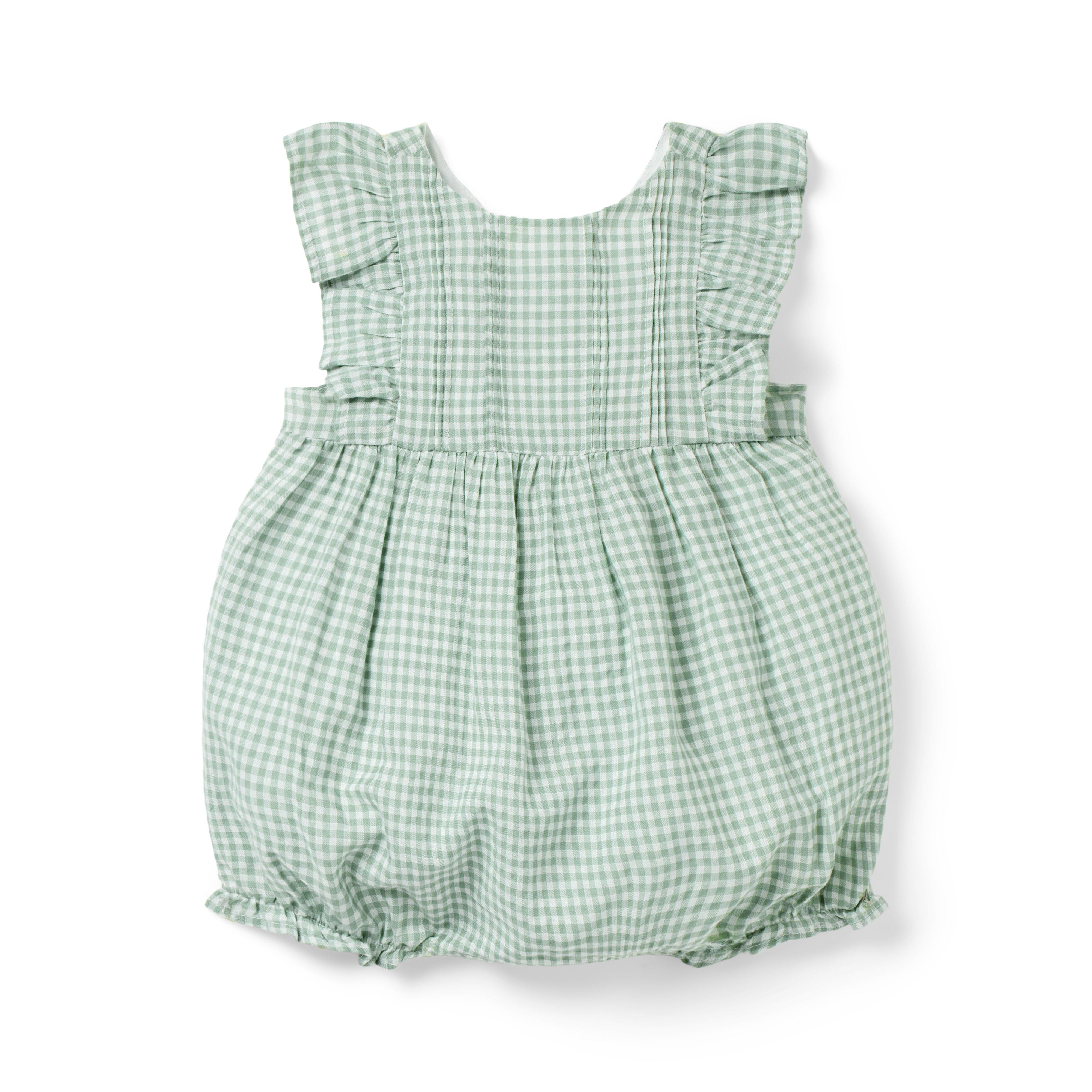 Janie and Jack | Baby Gingham Ruffle Romper - Green / 18-24m | Janie and Jack
