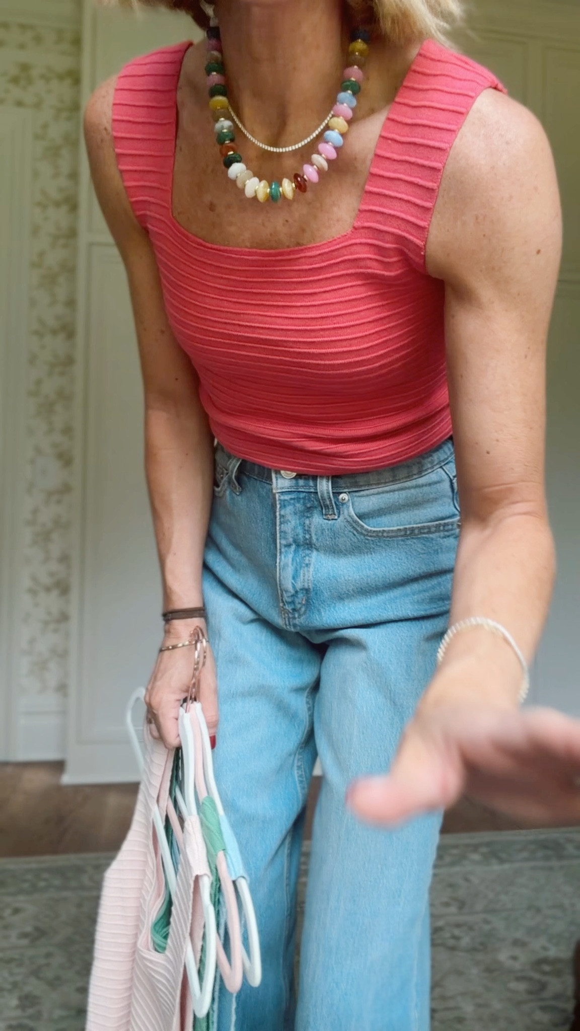 Small in tank 
2 in jeans 