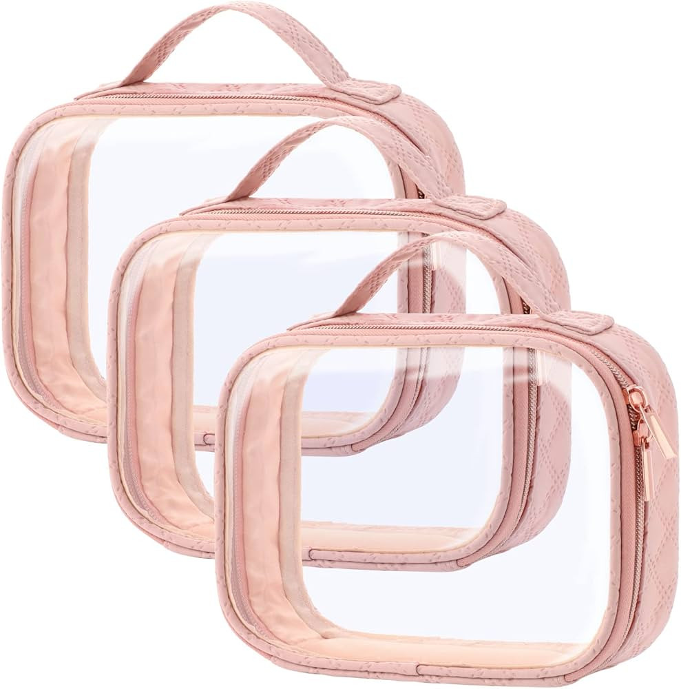 PACKISM TSA Approved Toiletry Bag, 3 Pack Clear Makeup Bags with Handle Large Opening Fit Carry-o... | Amazon (US)