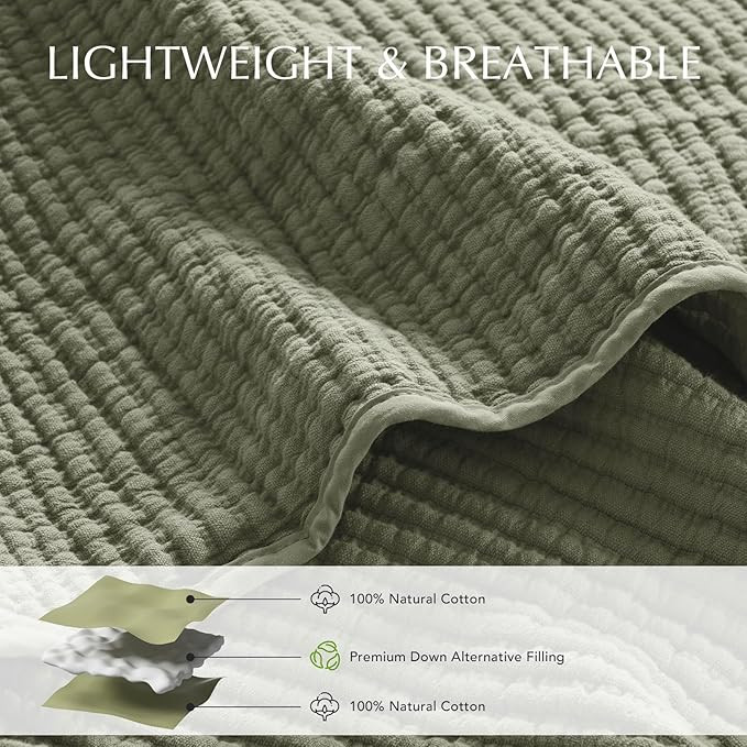 EVERGRACEHOME Cotton Coverlet Set Full Queen Size 3 Pieces, Lightweight Soft Ribbed Matelassé Be... | Amazon (US)