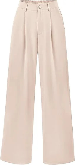 PRETTYGARDEN Women's Wide Leg Suit Pants Loose Fit High Elastic Waisted Business Casual Long Trou... | Walmart (US)